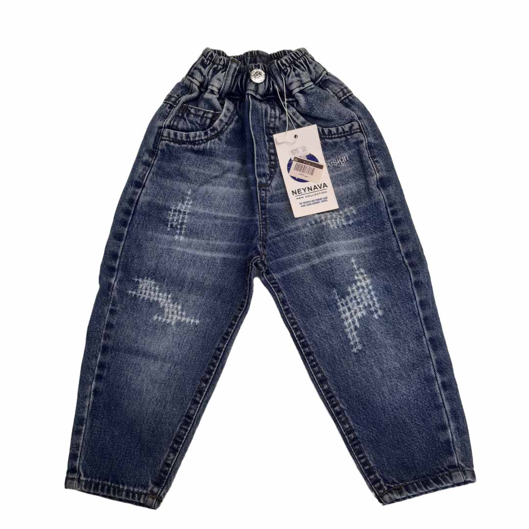 شلوار لی کمر کشی آبی پر رنگ